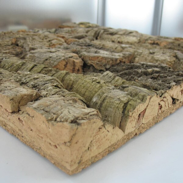 Side profile of cork bark wall tile